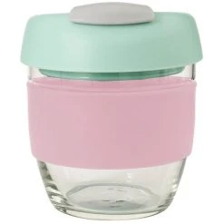 Avanti Glass Gocup Reusable Coffee Cup 236ml - Pink/mint/grey