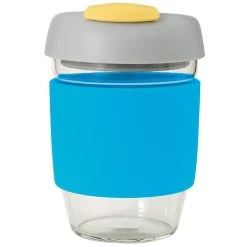Avanti Glass Gocup Reusable Coffee Cup 355ml - Blue/grey/yellow