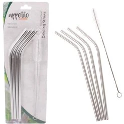 Appetito S/S Bent Smoothie Straws Set 4
