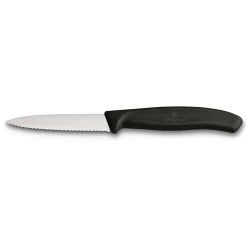 Victorinox Paring Knife Wavy Edge Pointed Tip 8cm Black