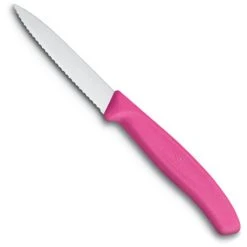 Victorinox Paring Knife Wavy Edge Pointed Tip 8cm Pink