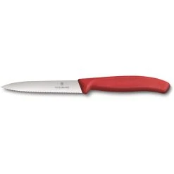 Victorinox Paring Knife Wavy Edge Pointed Tip 10cm Red