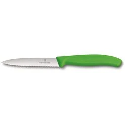 Victorinox Paring Knife Wavy Edge Pointed Tip 10cm Green