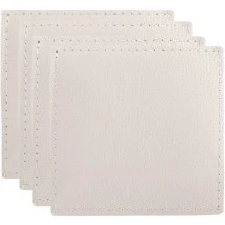 Maxwell And Williams Table Accents Leather Look Cowhide Coaster 10x10cm Set Of 4 Ivory