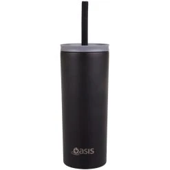 Oasis Super Sipper Insulated Tumbler With Silicone Straw 600ml Black
