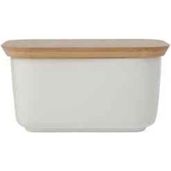 Maxwell And Williams White Basics Butter Dish With Bamboo Lid