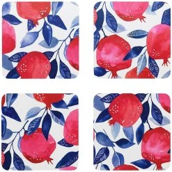 Ecology Punch Set Of 4 Coasters 10 X 10cm Pomegranate