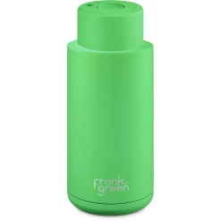 Frank Green 34oz Reusable Bottle - Push Button Lid - Neon Green