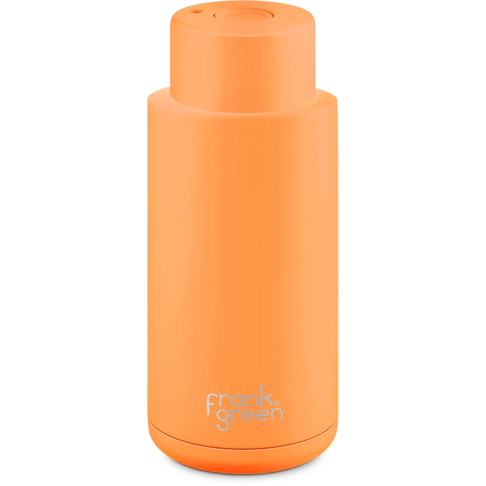 Frank Green Ultimate Ceramic Reusable Bottle Push Button Lid 34oz - Neon Orange