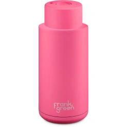 Frank Green 34oz Reusable Bottle - Push Button Lid - Neon Pink