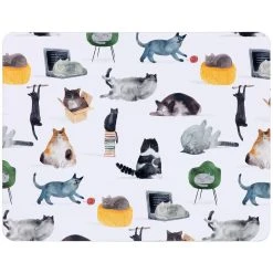 Maxwell And Williams Marc Martin Feline Friends Cork Back Placemat 34x26.5cm Set Of 4
