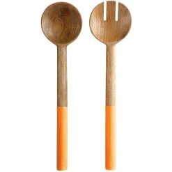 Maxwell And Williams Mezze Salad Servers Mango Wood 31cm Ochre