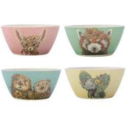 Maxwell And Williams Marini Ferlazzo Wild Planet Bamboo Bowl 14.5cm Set Of 4 Assorted