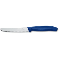 Victorinox Steak Tomato Knife 11cm Round Tip Wavy Edge Blue