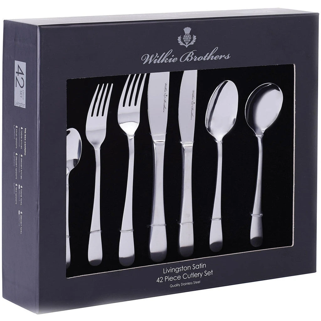 Wilkie Brothers Livingston Satin 42 Piece Cutlery Set